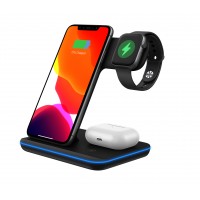 ３in 1 Fast Wireless Charger for iPhone iWatch S1~S5 + Airpods 2, Pro and Android phones, Samsung buds, Huawei Freebuds2.3 and more TWS